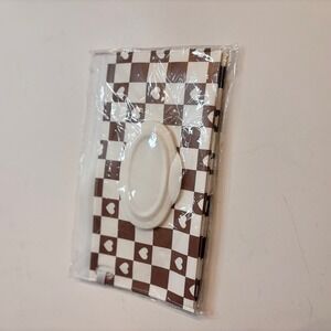 Baby Wipes Travel Case Holder Checkerboard Heart Print Reusable Wet Wipe Pouch